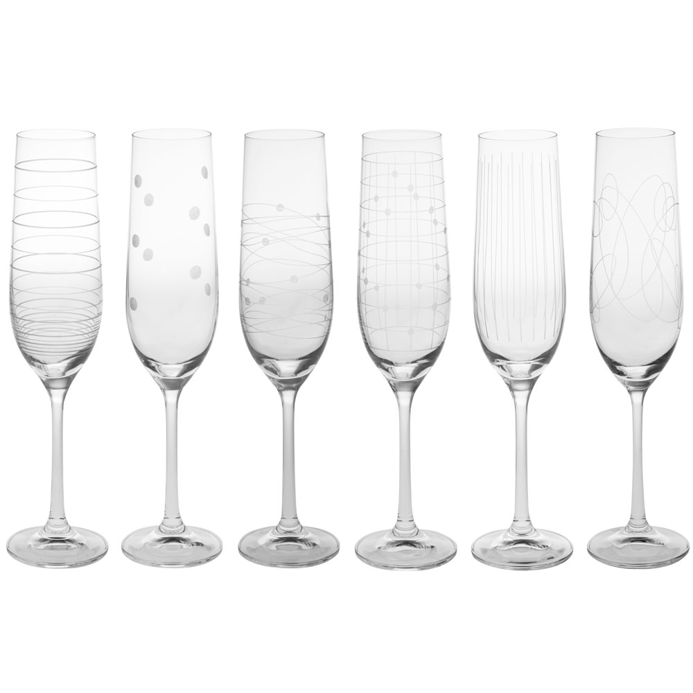 Coffret 6 flûtes à champagne graphik 19 cl Cristallin 5 cm table passion