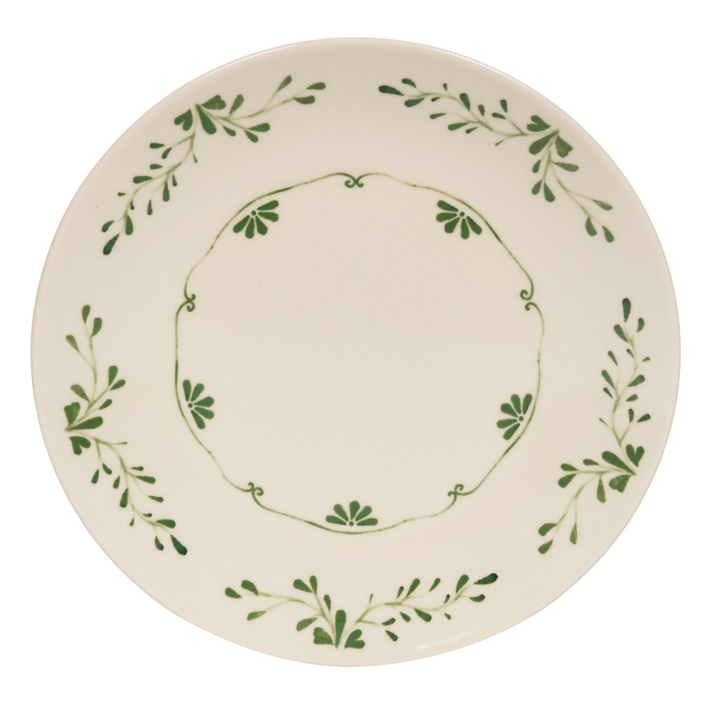 Plat rond Appoline vert 32 cm grès 32.00 cm TABLE PASSION 33.00x33.00 cm