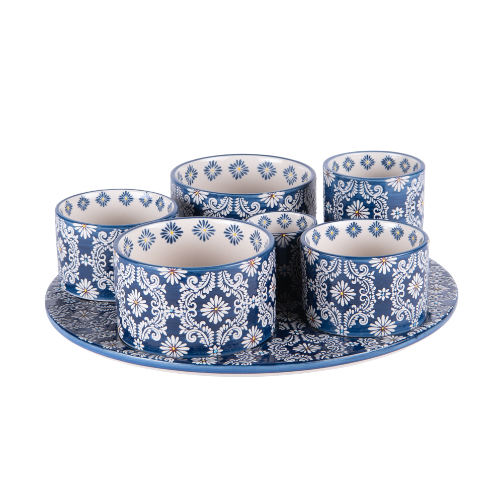 Service apéritif 6 pièces Almada porcelaine 31.00x31.00 cm