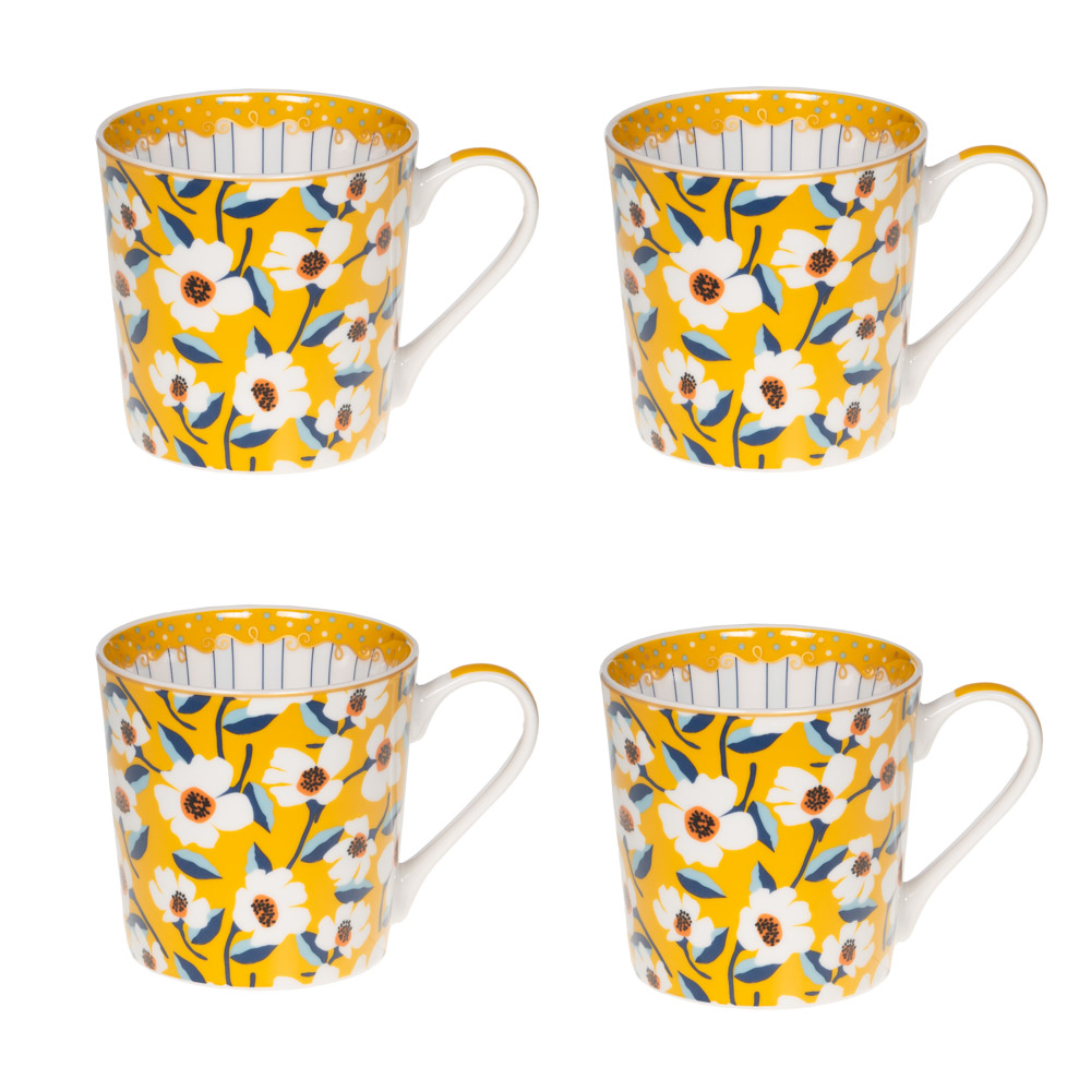 Coffret de 4 mugs Zinia 40 cl grès 9.00x13.00 cm