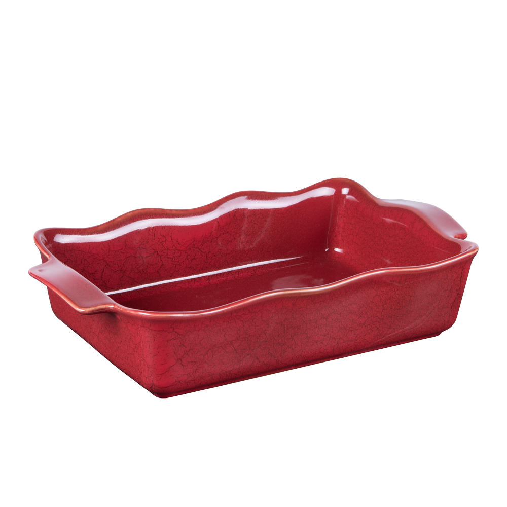 Plat à four rectangle Ely 36x21x8 cm rouge porcelaine 36.00x21.00 cm