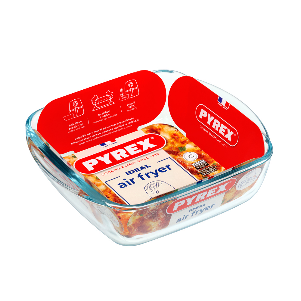 Teglia Pyrex Air Fryer Carrée en Verre 20x17 cm 1 L Borosilicat Monopartion - Image 2