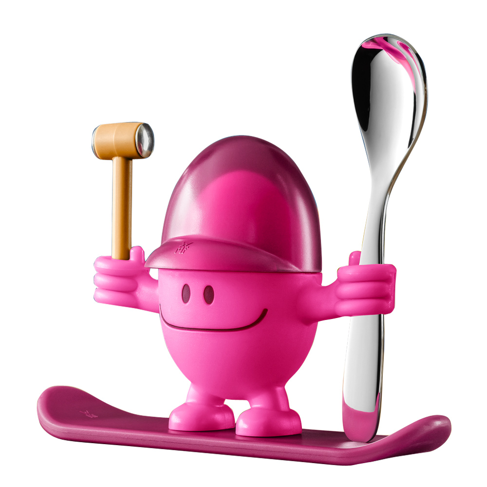 Coquetier Mc Egg avec cuillère rose plastique 15.00x5.00 cm