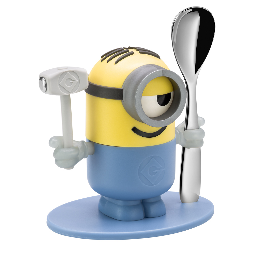 Coquetier Les minions avec cuillère plastique 16.00x8.00 cm
