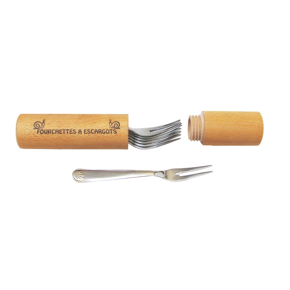 Fourreau avec 6 fourchettes à escargots acier inoxydable (inox) 4.00 cm ROGER OR