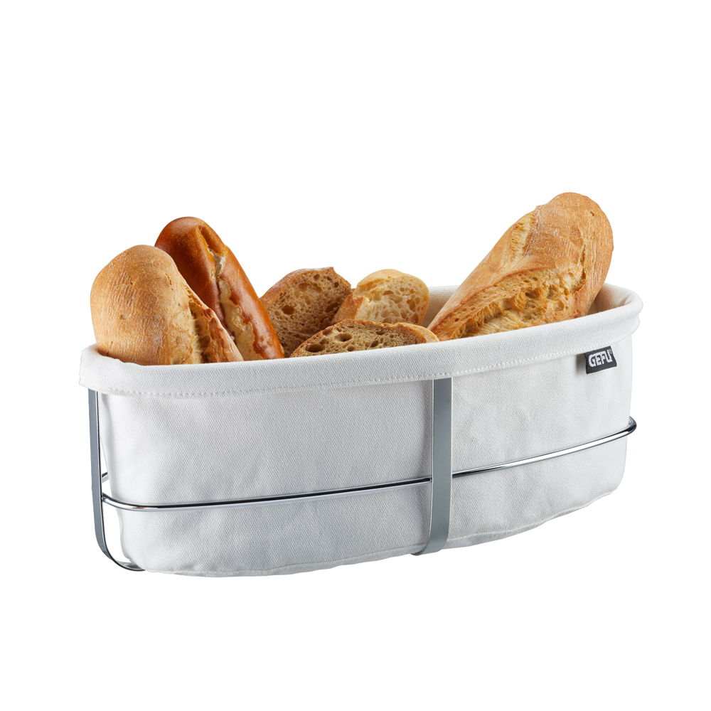 Corbeille à pain Brunch ovale blanche acier inoxydable (inox) 34.00x15.00 cm