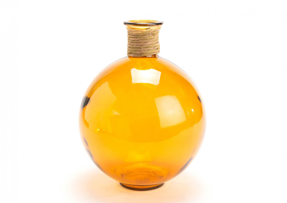 Vase Artémis Rafia 25cm ocre verre 20.00x20.00 cm