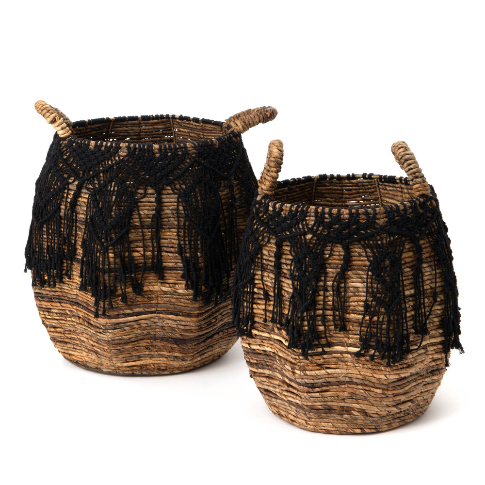 Set de 2 panier Escales noir rotin 35.00x35.00 cm
