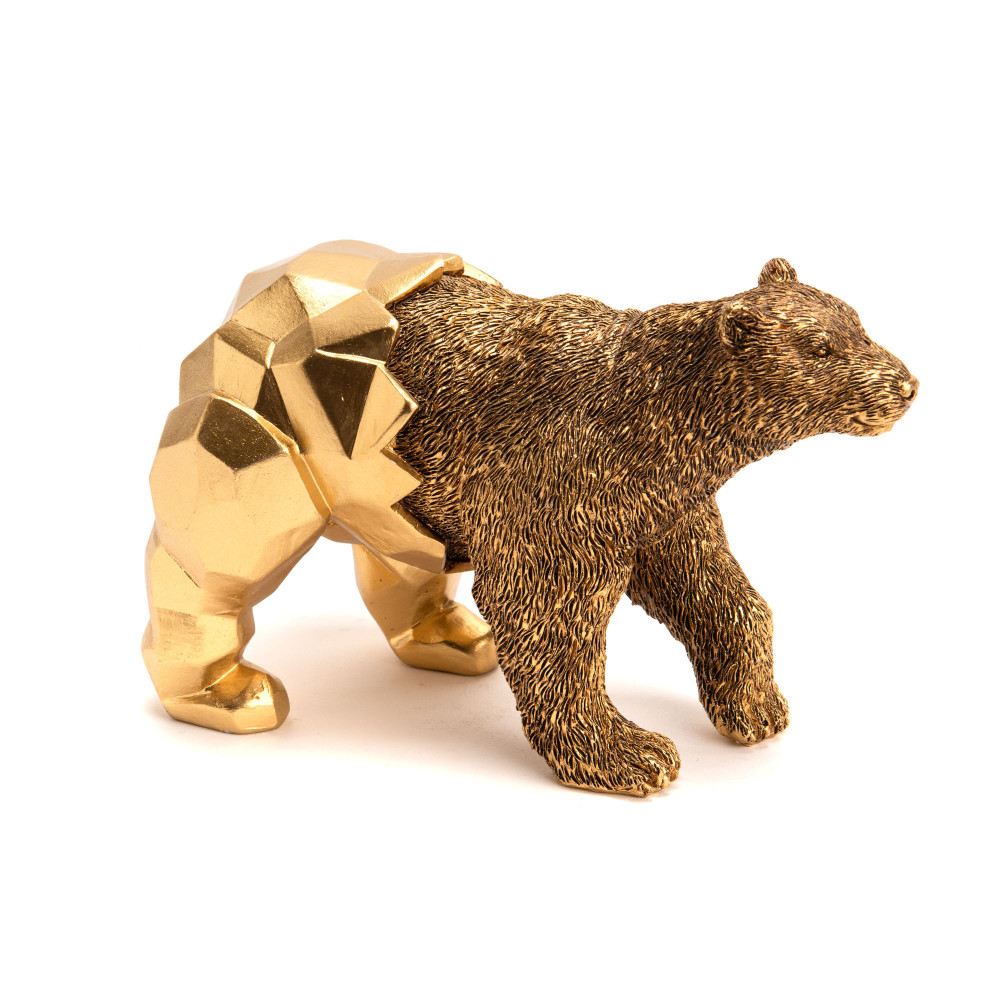 Ours doré mi origami résine 8.00x17.30 cm