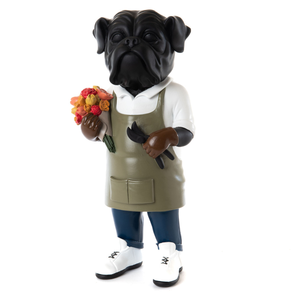 Non Communiqué Noir Statue : Chien Fleuriste - Amadeus - Résine - Image 2
