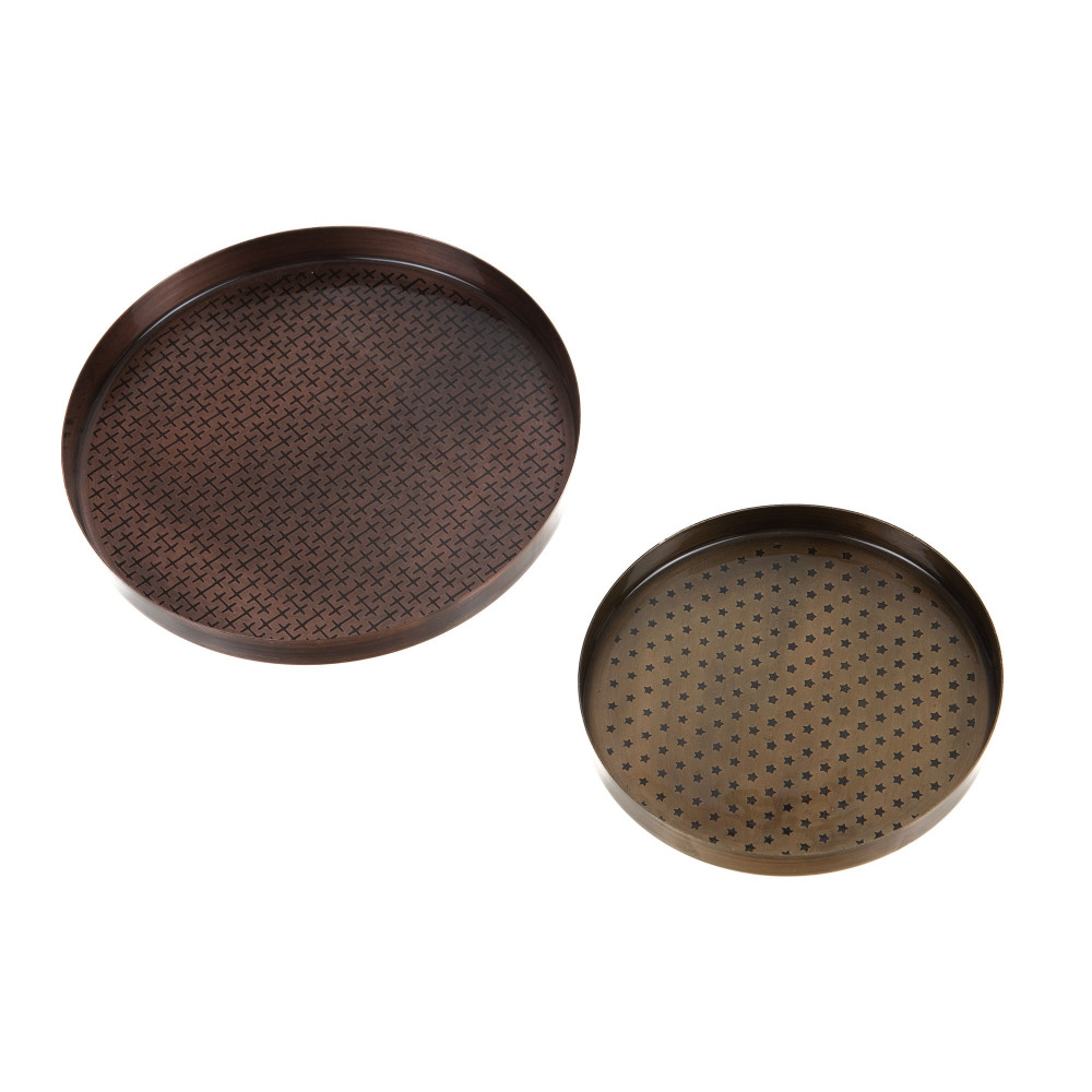 Set de 2 plateaux décoratif Ali métal 15.00x15.00 cm