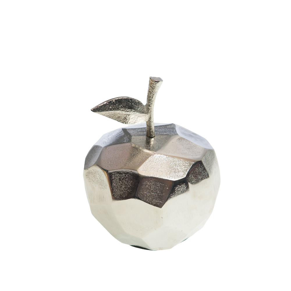 Déco à poser pomme argent aluminium 13.00x13.00 cm