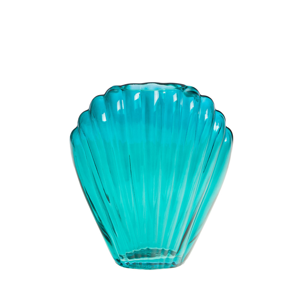 Vase Coquillage turquoise 22 cm verre 19.00x8.70 cm
